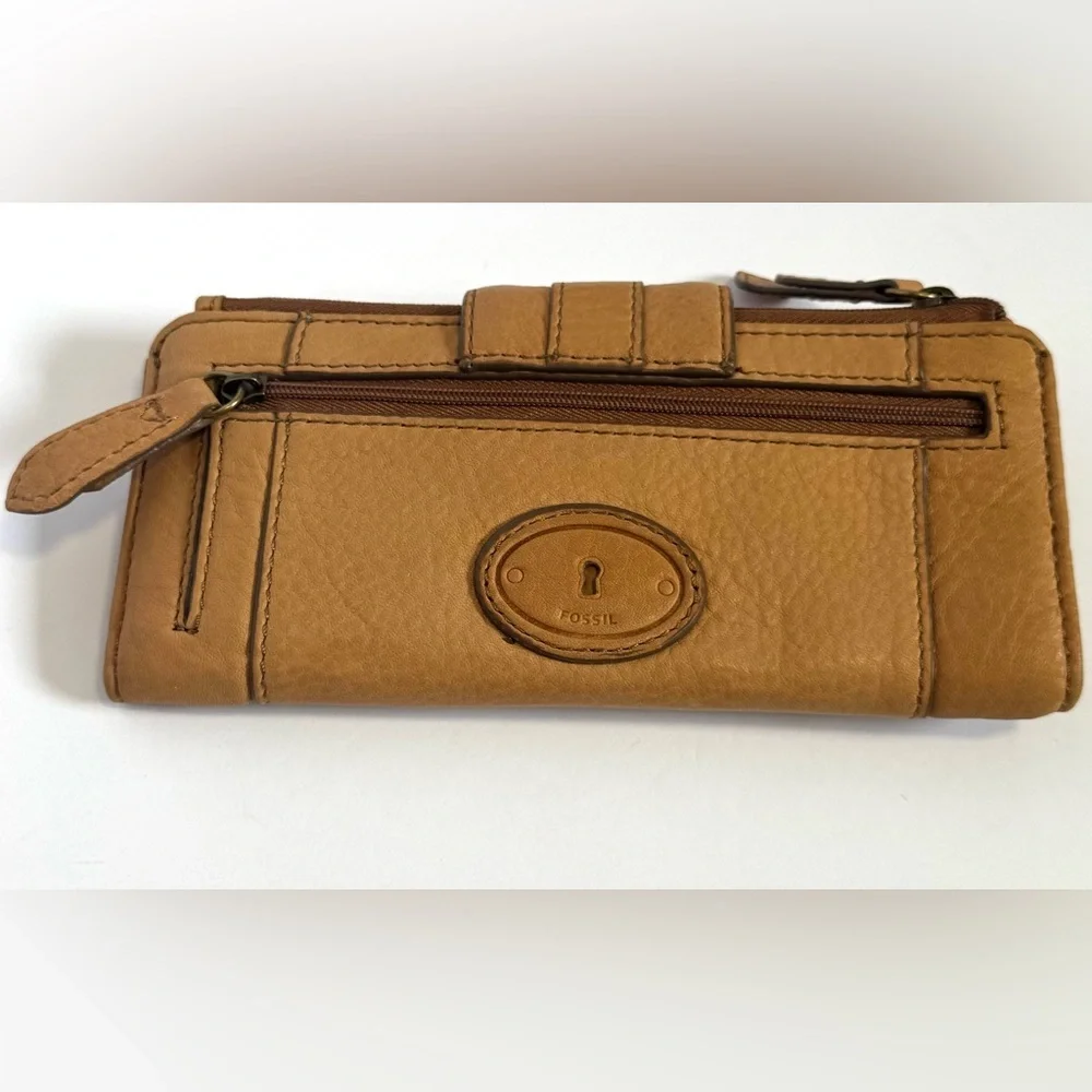 Fossil Wallet Leather Women Tate Clutch Light Tan - Picture 2 of 10